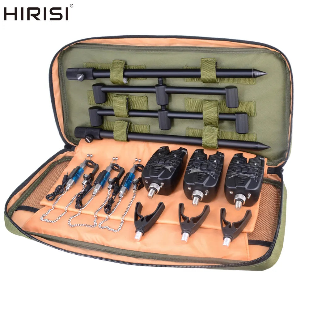 Hirisi 2pcs Carp Fishing Bite Alarm with 2pcs Bank Stick Carp Fishing Tackle