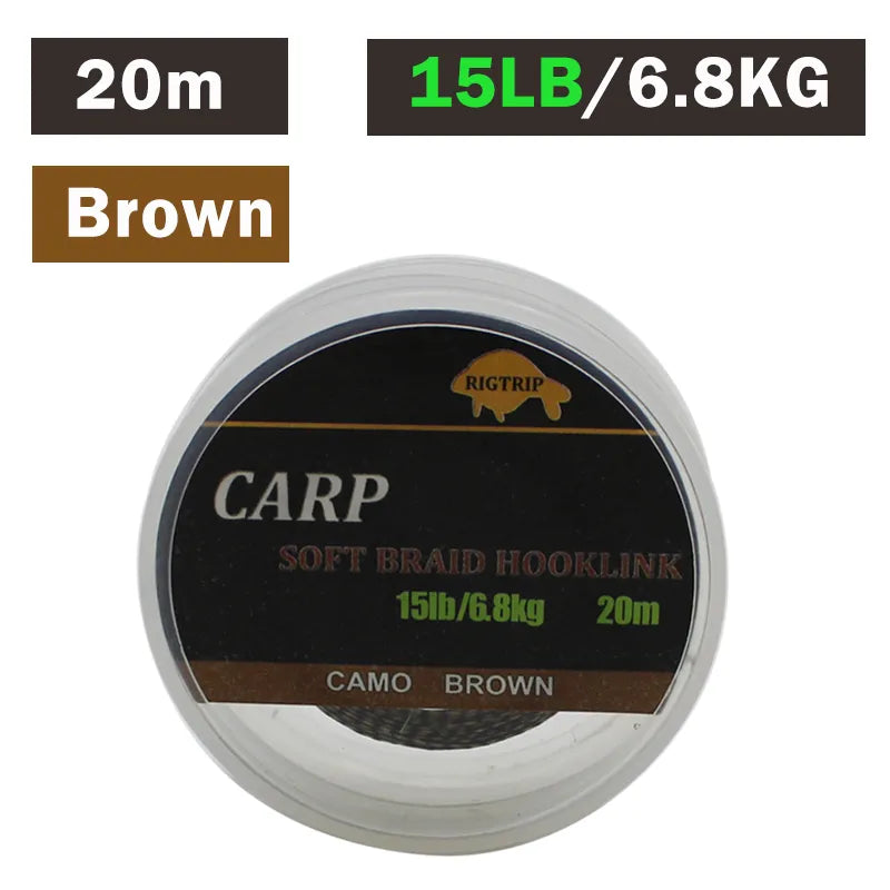 20m Carp Fishing Line Soft Hook Link Carp Hooklink Uncoated Braid